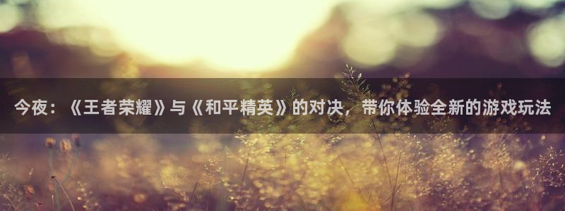 欧博娱乐4招商：今夜：《王者荣耀》与《和平精英》的对决，带你